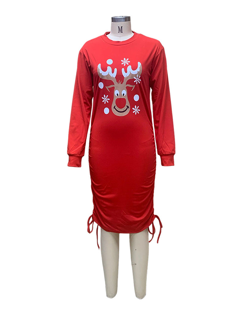 FD168 spot Amazon explosions women's 2022 autumn and winter Christmas long sleeve dress pleated hip dress women