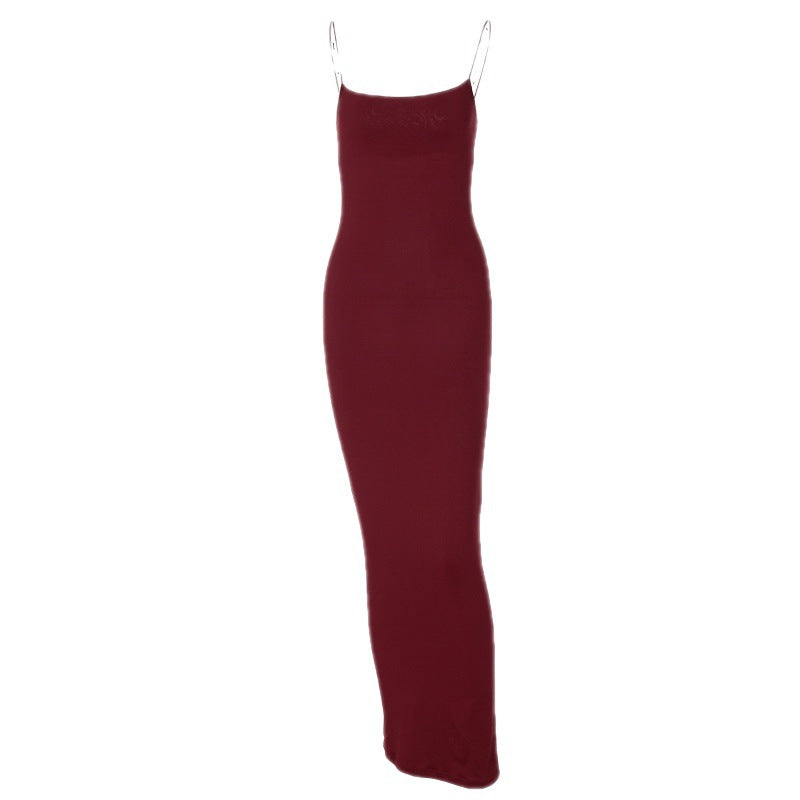 European and American 2022 Summer New Women's Clothing ins Sexy Strap Elegant Strap Long Dress Fashion Slim-fit Dress for Women