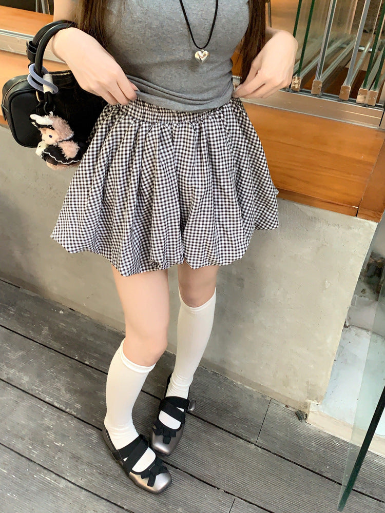 Korean Casual Versatile Cake Skirt Women's Summer New Sweet White Flower Bud Tutu Skirt Anti-Exposure Short Skirt