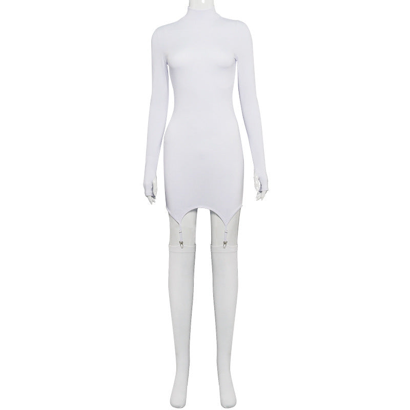 A20357D European and American Style Women's Clothing Spring New Solid Color Long-Sleeve Slim-Fit Pure Desire Bodycon Dress Wholesale