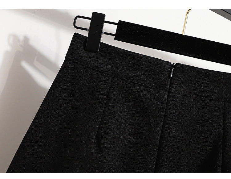Real Shot of Autumn and Winter Skirts, Plus Size Woolen Jk High-Waisted Skirts, Petite Pleated Skirts, Black Culottes