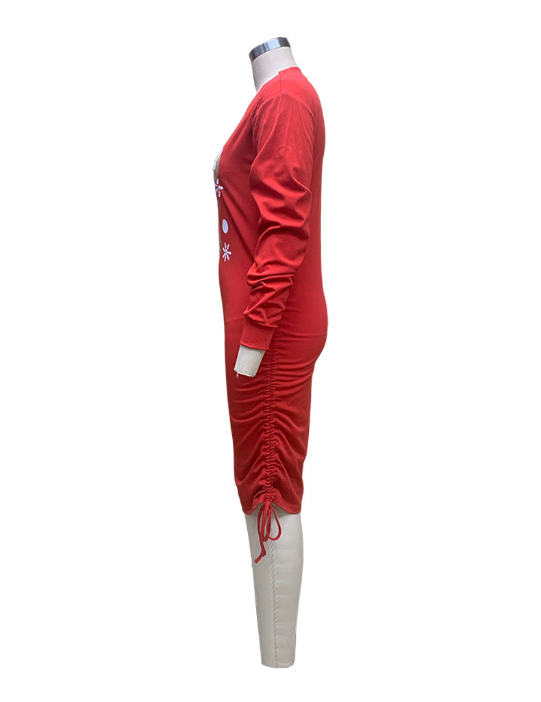 FD168 spot Amazon explosions women's 2022 autumn and winter Christmas long sleeve dress pleated hip dress women
