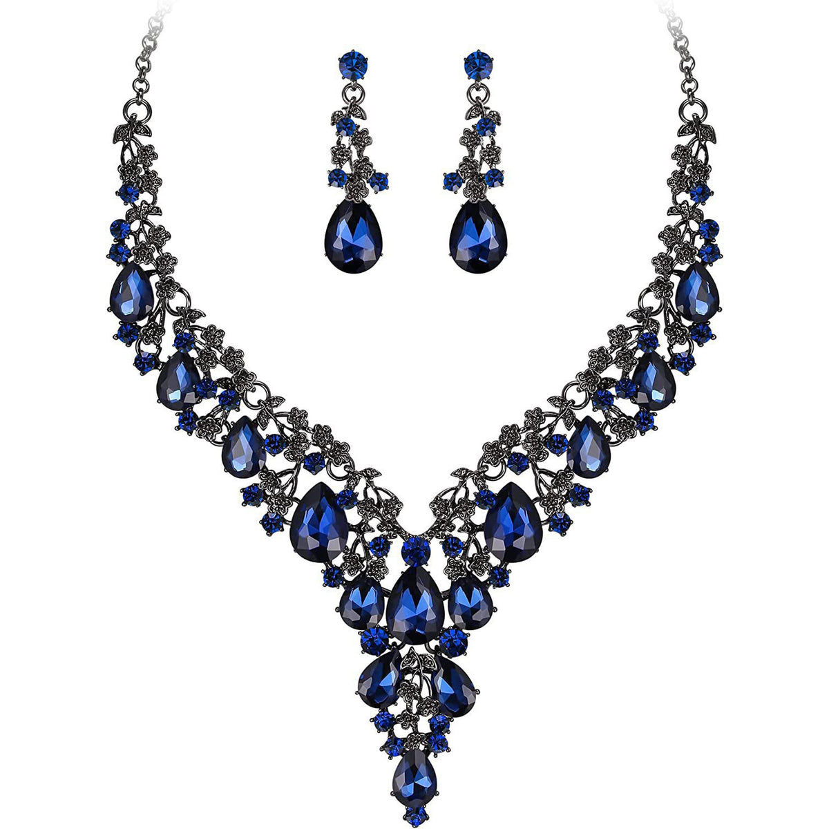 Factory Direct Sales of Cross-Border Popular Water Drop Necklace and Earrings Jewelry Sets, Wedding Dresses, Evening Wear, New Jewelry Accessories