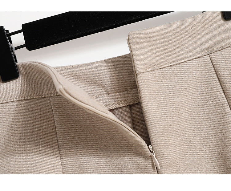 Real Shot of Autumn and Winter Skirts, Plus Size Woolen Jk High-Waisted Skirts, Petite Pleated Skirts, Black Culottes