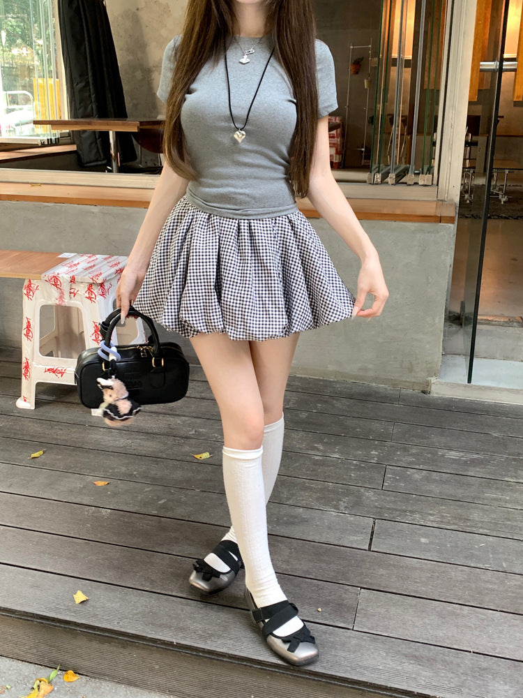 Korean Casual Versatile Cake Skirt Women's Summer New Sweet White Flower Bud Tutu Skirt Anti-Exposure Short Skirt