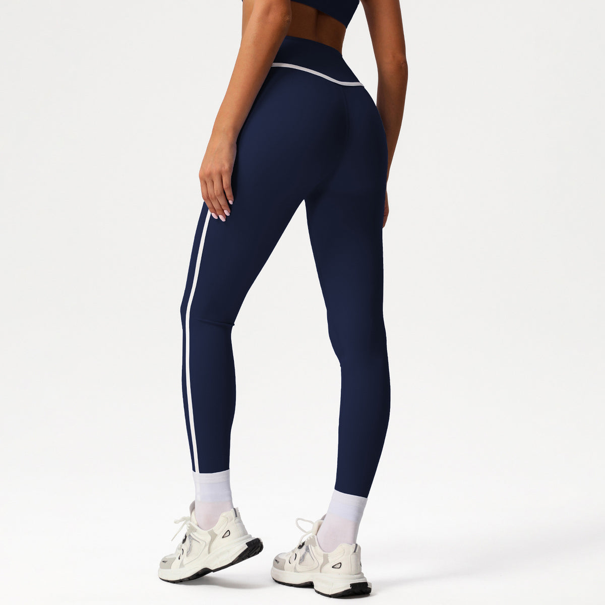 Cross-border Naked Contrast High Waist Yoga Pants Quick-drying Running Fitness Ankle-length Pants Outer Wear Tight Hip-lifting Sports Pants