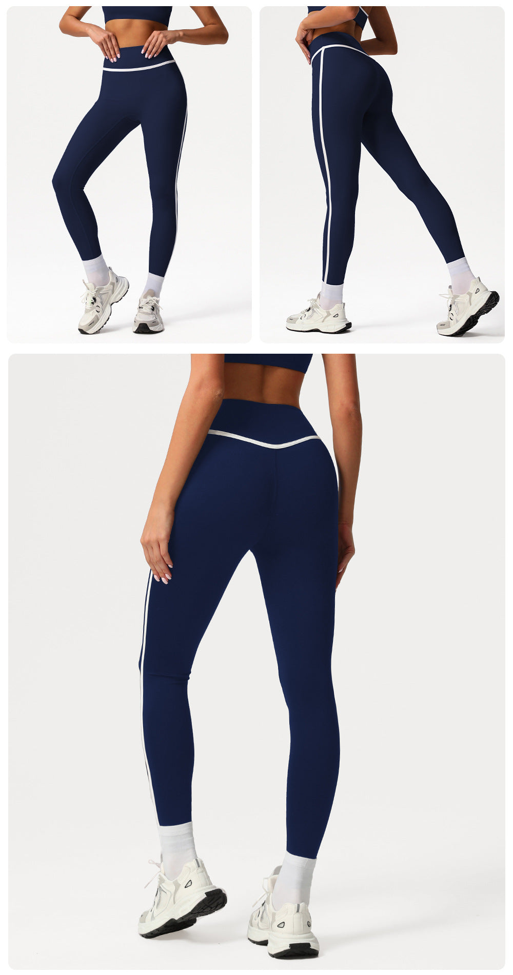 Cross-border Naked Contrast High Waist Yoga Pants Quick-drying Running Fitness Ankle-length Pants Outer Wear Tight Hip-lifting Sports Pants