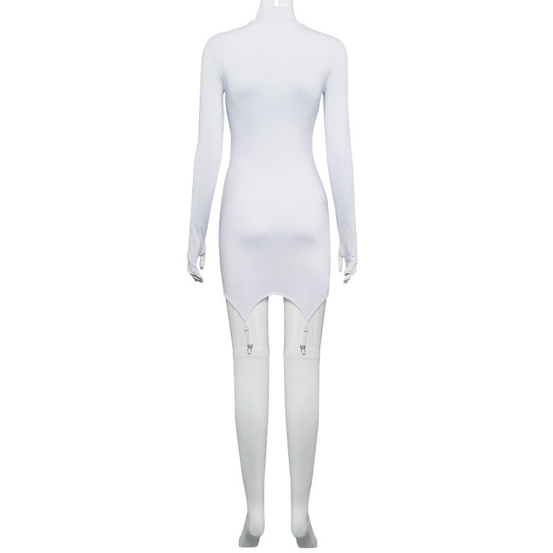 A20357D European and American Style Women's Clothing Spring New Solid Color Long-Sleeve Slim-Fit Pure Desire Bodycon Dress Wholesale