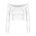 One-Shoulder White Long-Sleeved Slim T-Shirt for Women in Autum Sexy Sexy Tight Elastic Slimming Look Short Crop Top