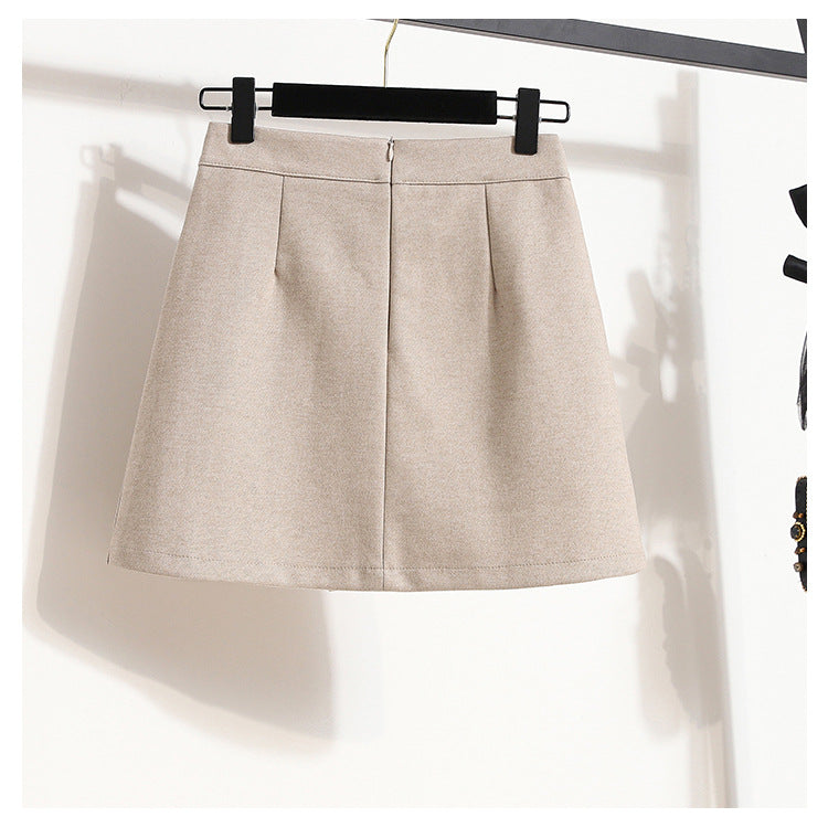 Real Shot of Autumn and Winter Skirts, Plus Size Woolen Jk High-Waisted Skirts, Petite Pleated Skirts, Black Culottes