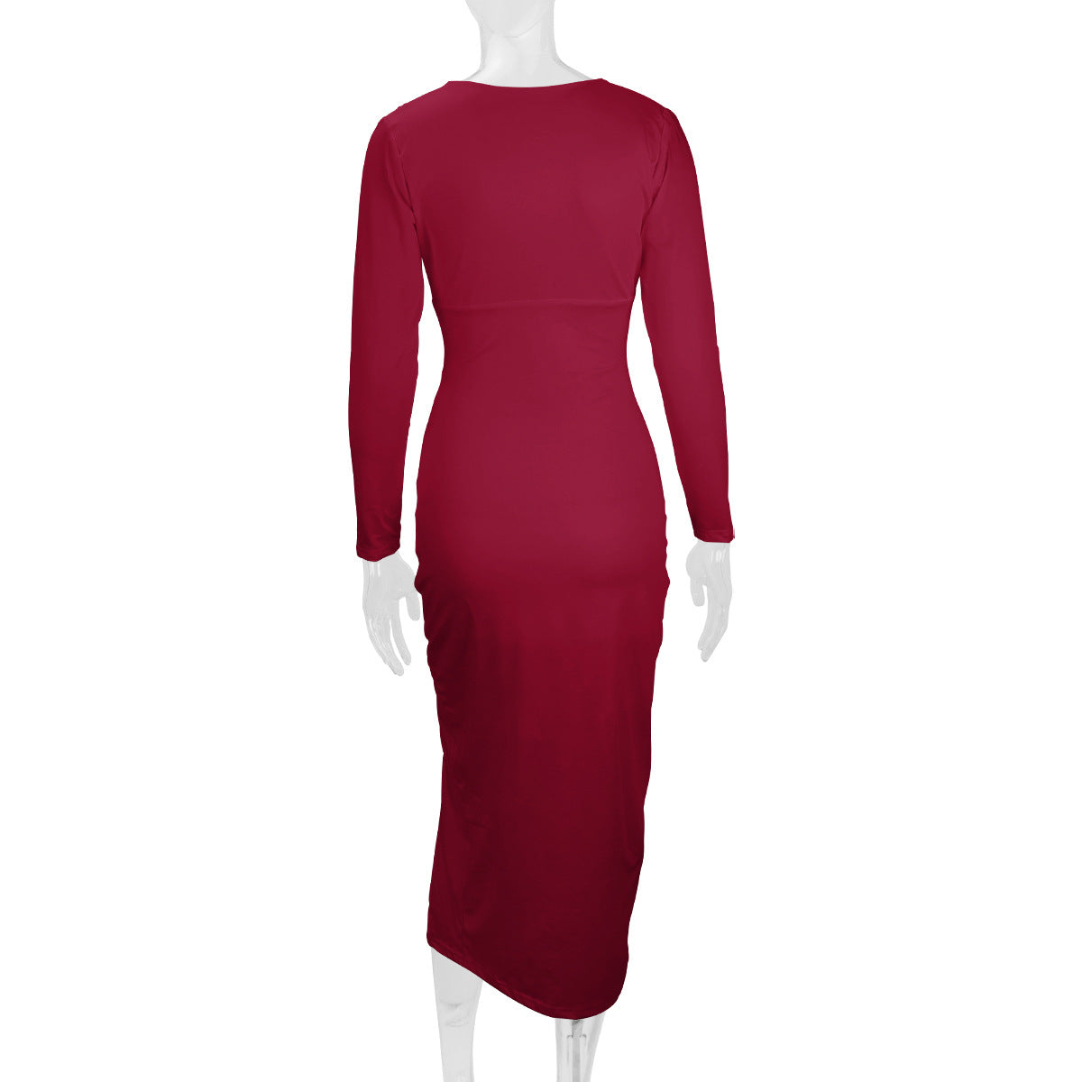 2026 Autumn and Winter New Cross-Border Long Dress European and American Style Sexy Bodycon Slim Fit Slit V-Neck Long Sleeve Dress