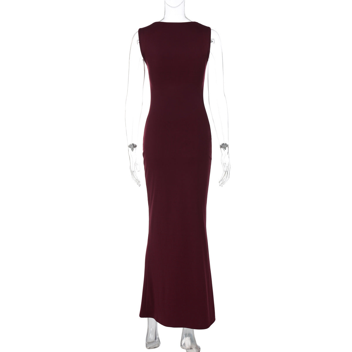 European and American Cross-Border Spring and Summer Women's Solid Color Sleeveless Square Neck Fashion Sexy Elegant Evening Slim Fit Bodycon Pencil Skirt Trendy