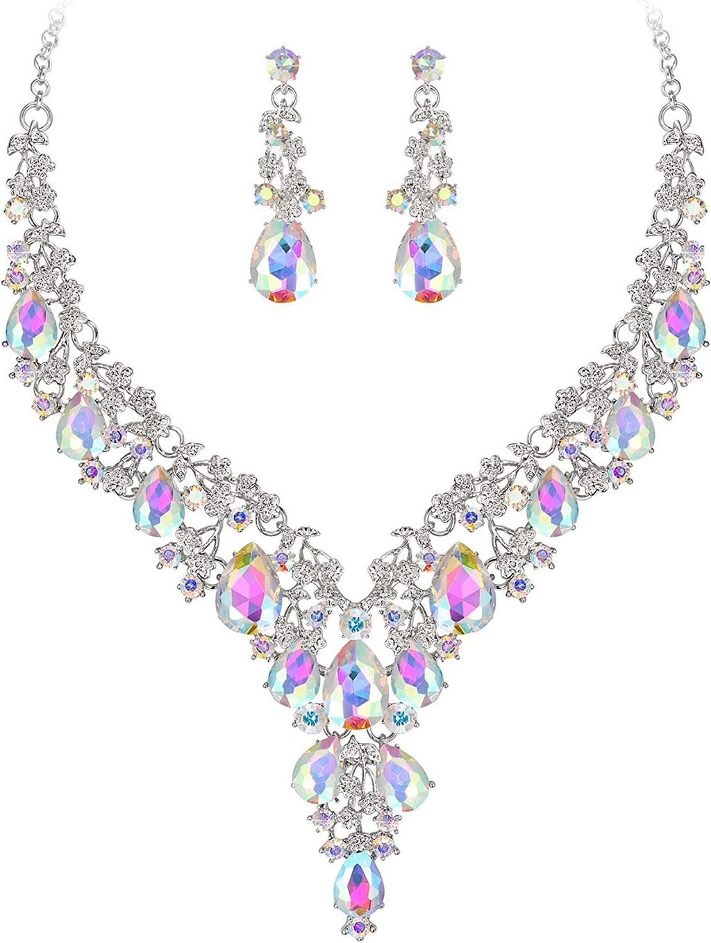 Factory Direct Sales of Cross-Border Popular Water Drop Necklace and Earrings Jewelry Sets, Wedding Dresses, Evening Wear, New Jewelry Accessories