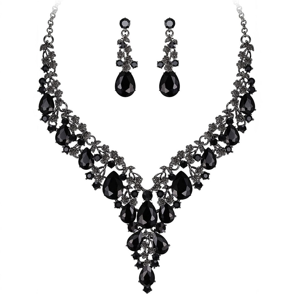 Factory Direct Sales of Cross-Border Popular Water Drop Necklace and Earrings Jewelry Sets, Wedding Dresses, Evening Wear, New Jewelry Accessories