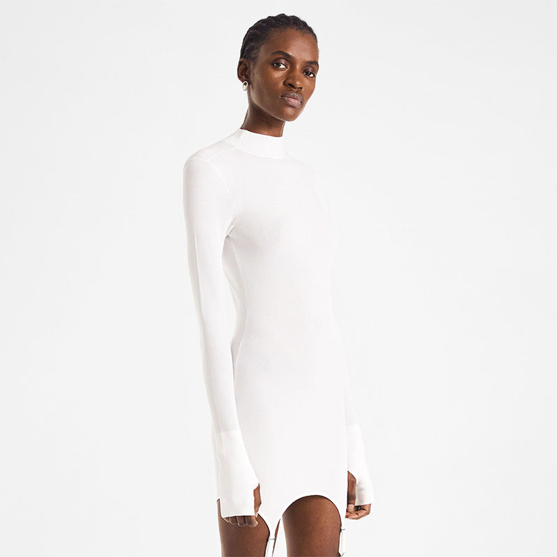 A20357D European and American Style Women's Clothing Spring New Solid Color Long-Sleeve Slim-Fit Pure Desire Bodycon Dress Wholesale