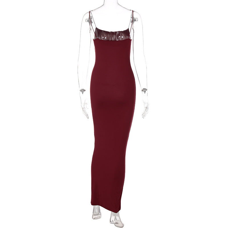European and American 2022 Summer New Women's Clothing ins Sexy Strap Elegant Strap Long Dress Fashion Slim-fit Dress for Women