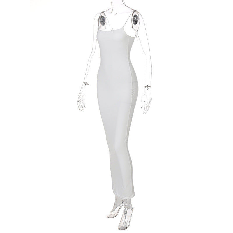 European and American 2022 Summer New Women's Clothing ins Sexy Strap Elegant Strap Long Dress Fashion Slim-fit Dress for Women