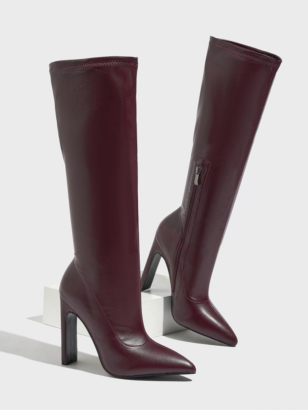 3300-10 European and American Nude Boots, Elegant Pointed Toe High-Heeled Boots, Stiletto Heels, Slim and Versatile Knight Boots, Size 35-42