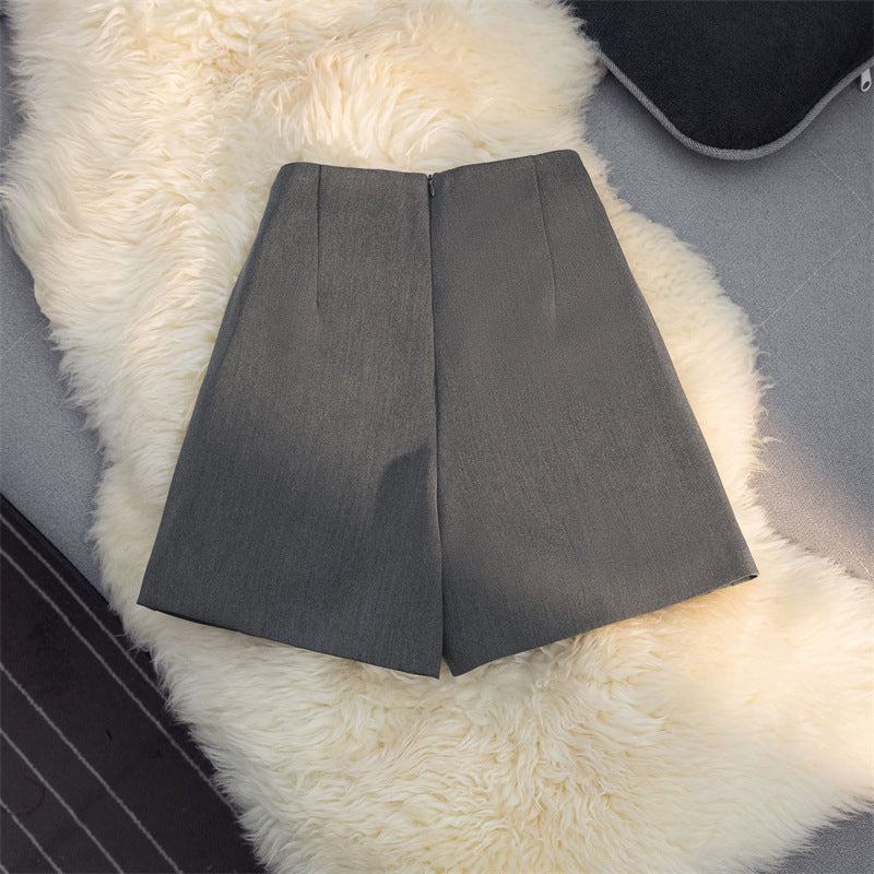 New Chinese Style National Style Pants Skirt Women's Asymmetrical 2025 Summer Fashion Suit Shorts High Waist Slimming Look A-Line Wide Leg Pants