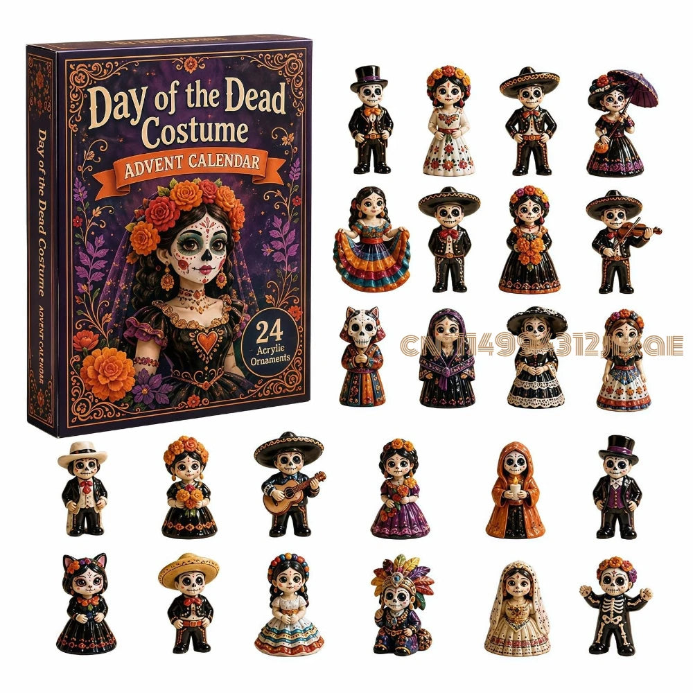 2026 Day of the Dead Advent Calendar, 24 Days Mystery Collectible Figurines, Sugar Skull Characters,Christmas Advent Calendar