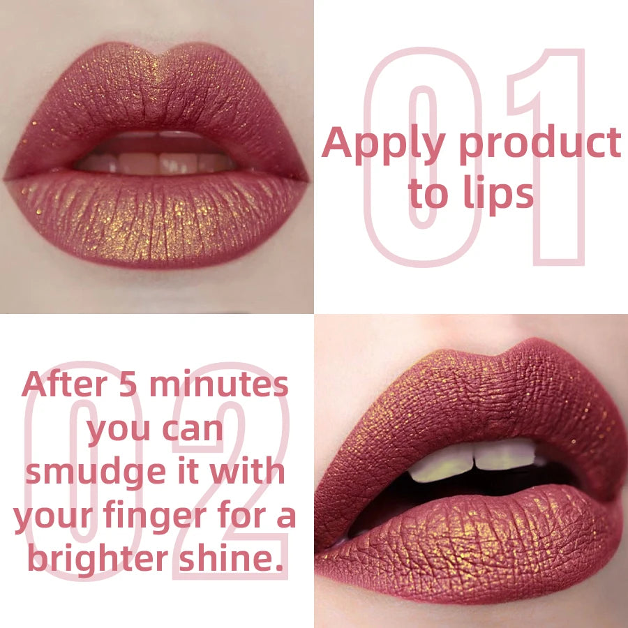 14 Colors Glitter Metallic Lip Glaze Shiny Long Lasting Lip Gloss Waterproof Liquid Lipstick Makeup Lip Oil Lip Tint Gifts for W