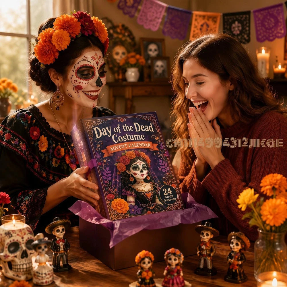 2026 Day of the Dead Advent Calendar, 24 Days Mystery Collectible Figurines, Sugar Skull Characters,Christmas Advent Calendar