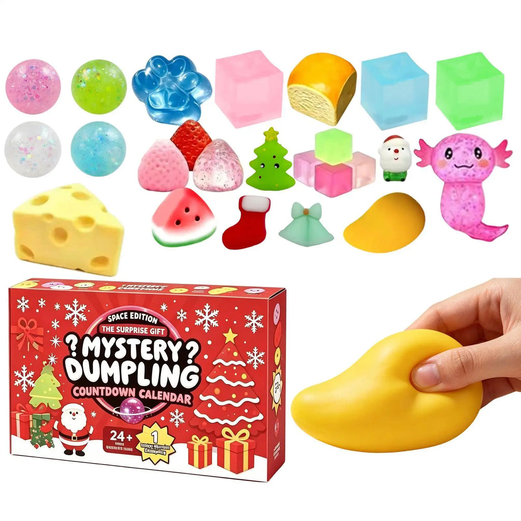 24 Piece Cute Christmas Advent Calendar 24 Day Countdown Stress Relief Mystery Calendar Relaxing Hand Gift for Holiday Fun