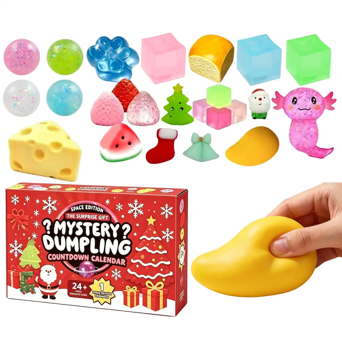 24 Piece Cute Christmas Advent Calendar 24 Day Countdown Stress Relief Mystery Calendar Relaxing Hand Gift for Holiday Fun