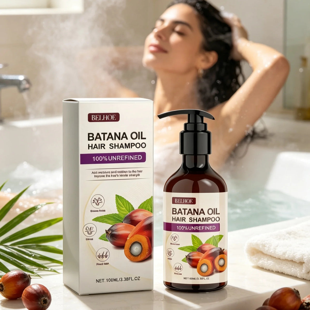 EELHOE Batana Oil Shampoo Nourishing Hair Soothing Dryness Scalp Long Lasting Moisturizing Oil Control Dandruff Removal Shampoo