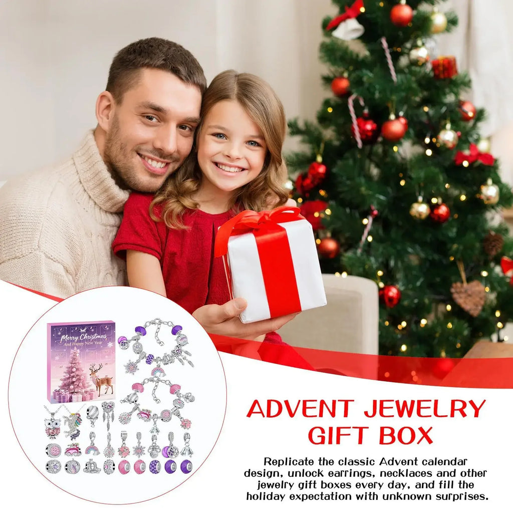 Christmas Jewelry Calendar Advent  Christmas Advent Girls Earring Bracelet Set Holiday Calendar for Women Girl