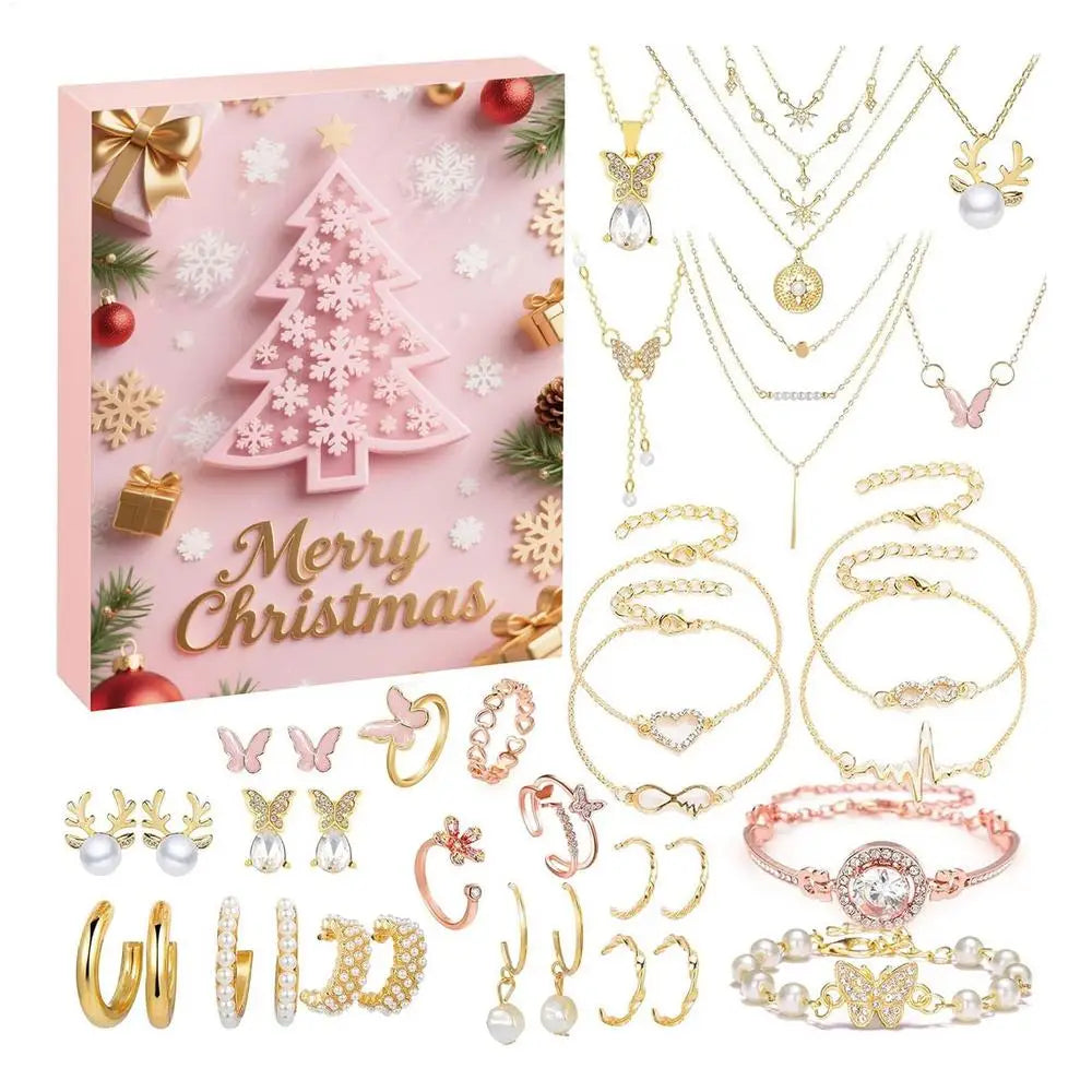Christmas Jewelry Calendar Advent  Christmas Advent Girls Earring Bracelet Set Holiday Calendar for Women Girl