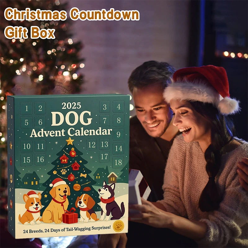 Dog Advent Calendar 2025-24Pcs 2D Festive Breeds Ornaments - Advent Calendar For Pets With Reusable Ornaments, Idea For Dog Love