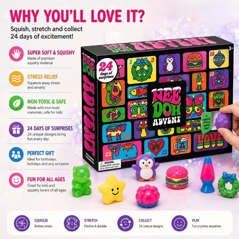 Needoh Advent Calendar Gift for Children 24 Day Countdown New Year Family Friends Blind Box Party Toy Gift