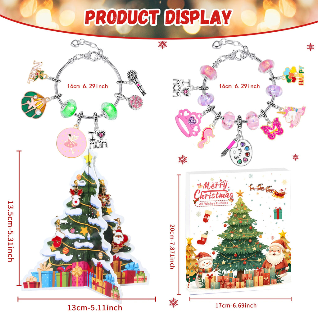 New Christmas Advent Calendar 24 Grid Countdown DIY Musical Note Bracelet Advent Calender Box Surprise Christmas Gifts Box