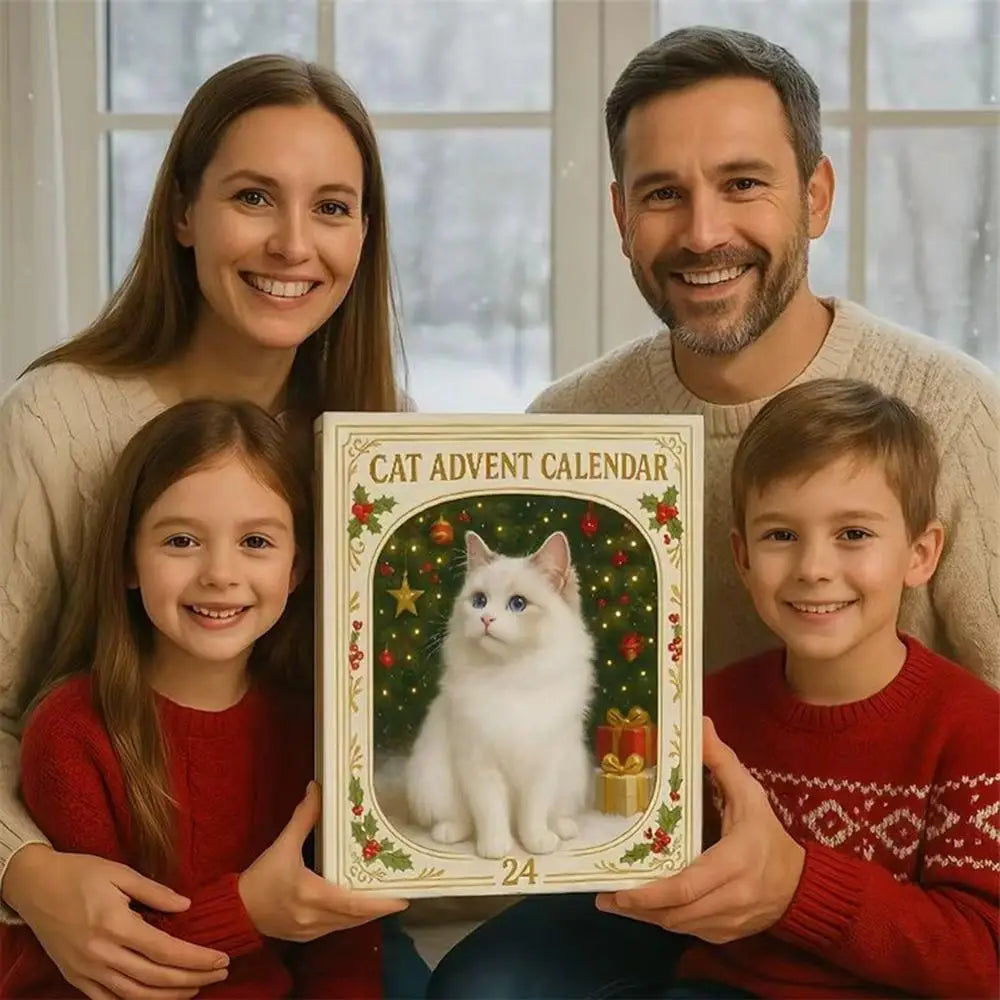 Advent Calendar 2025 24 Days Christmas Countdown with 24Pcs 2D Acrylic Cute Kitten Tree Decoration for Xmas Cat Lovers Gifts