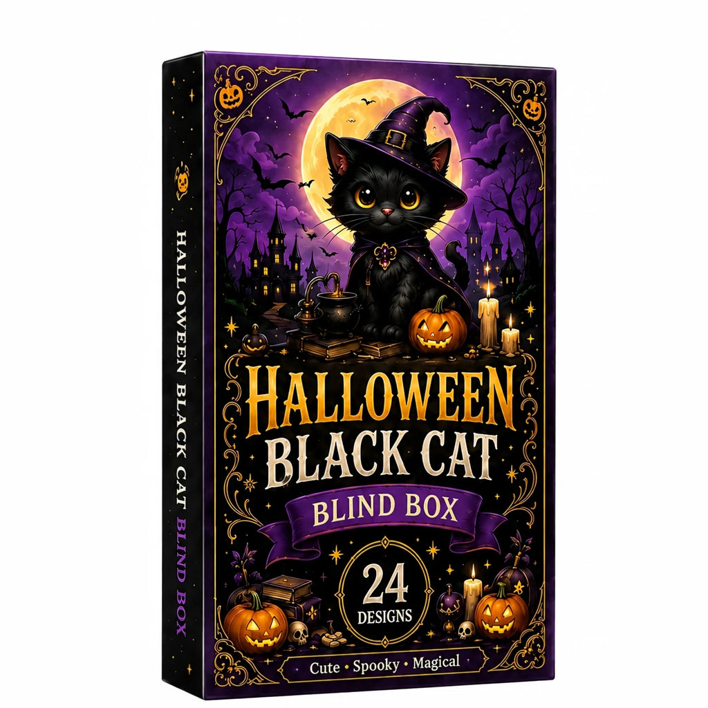 2026 Halloween Advent Calendar 2D Black Cat Wizard 24 Acrylic Keychains 24-Day Countdown Gift Calendar Halloween Decoration
