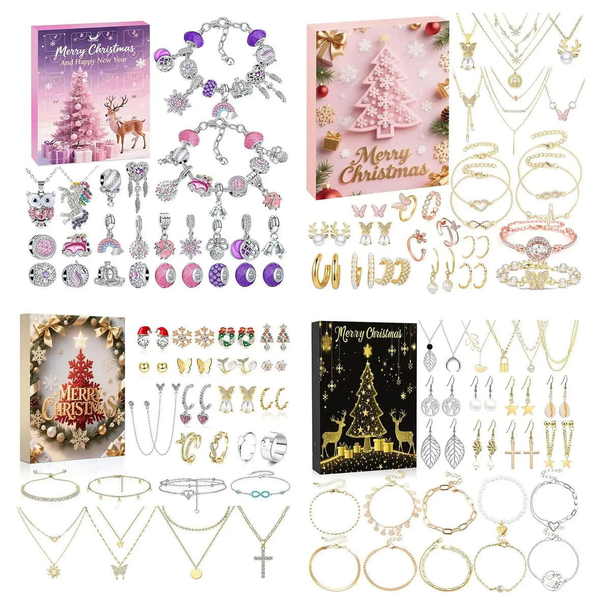 Christmas Jewelry Calendar Advent  Christmas Advent Girls Earring Bracelet Set Holiday Calendar for Women Girl