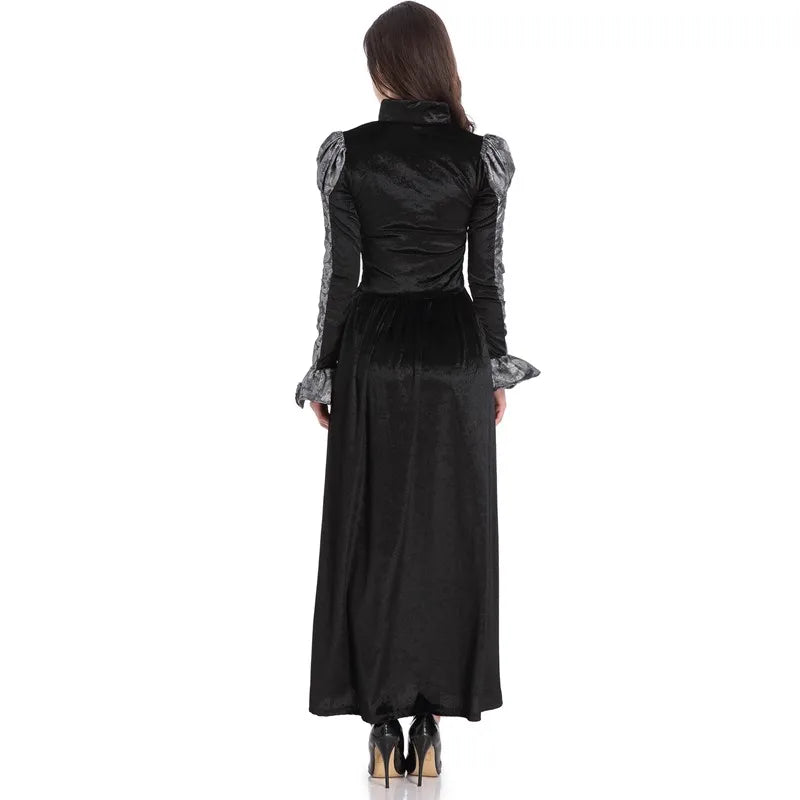 Halloween Day of the Dead Sexy European Medieval Retro Court Gothic Queen Evil Vampire Costume Carnival Party Devil Witch