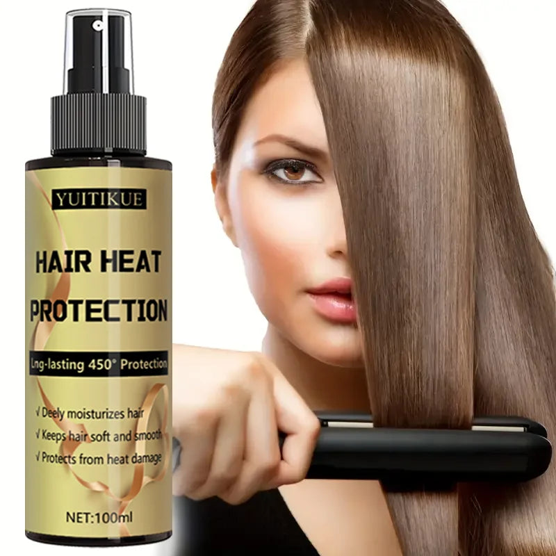 Hair heat protection spray, long-lasting protection up to 450 degrees, deeply moisturizes hair, making it soft and smooth.