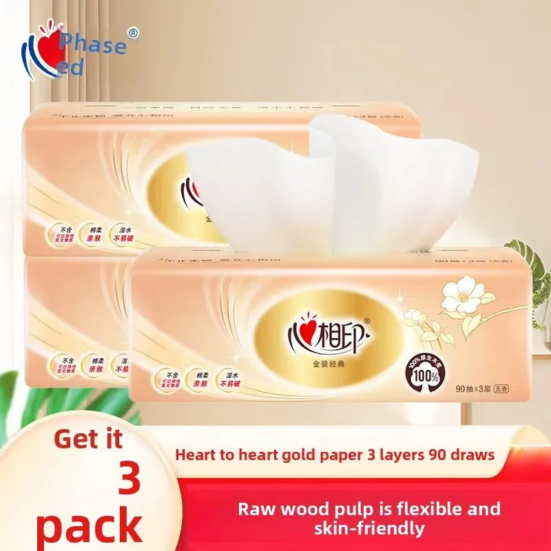 1 Piece 6 Packs; Heart Printing Paper; Kleenex; Tissue Paper; Household Toilet Paper; Napkin; Wet And Dry Dual-use Toilet Paper
