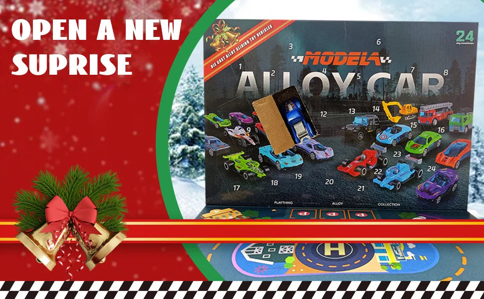 Christmas Advent Calendar 24 Days Alloy Car Inertial Vehicle Model Toy Metal Cars Set Toys for Adults New Year Gifts Home Decor