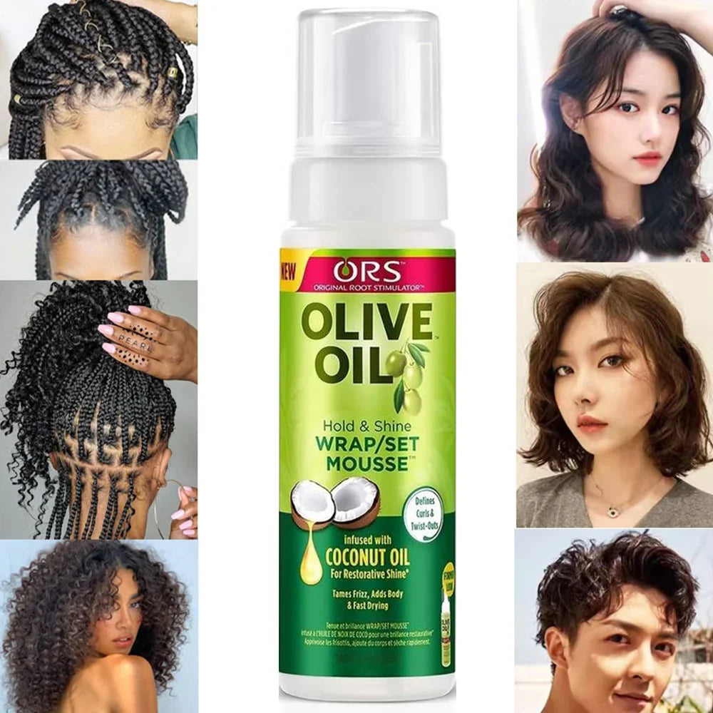 100ML Olive Oil Curly Hair Mousse No-Flaking Anti-Frizz Hair Styling Foam for Wigs And Hair Products