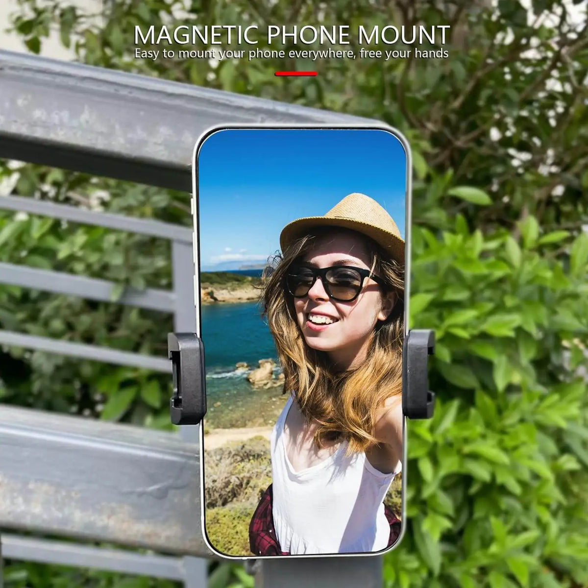 Magnetic Phone Holder Strong Magnet Base Cell Phone Clamp for Gym Treadmill Motorcycle Refrigerator Kitchen Bathroom Travel