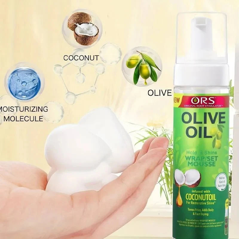 100ML Olive Oil Curly Hair Mousse No-Flaking Anti-Frizz Hair Styling Foam for Wigs And Hair Products