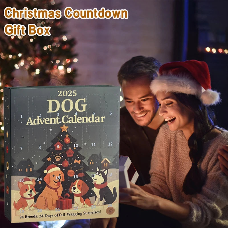 Dog Advent Calendar 2025-24Pcs 2D Festive Breeds Ornaments - Advent Calendar For Pets With Reusable Ornaments, Idea For Dog Love