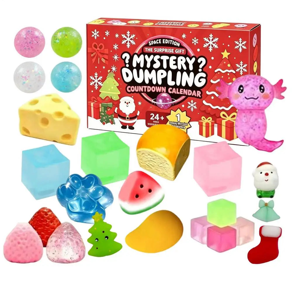 24 Piece Cute Christmas Advent Calendar 24 Day Countdown Stress Relief Mystery Calendar Relaxing Hand Gift for Holiday Fun