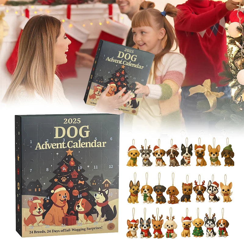 Dog Advent Calendar 2025-24Pcs 2D Festive Breeds Ornaments - Advent Calendar For Pets With Reusable Ornaments, Idea For Dog Love