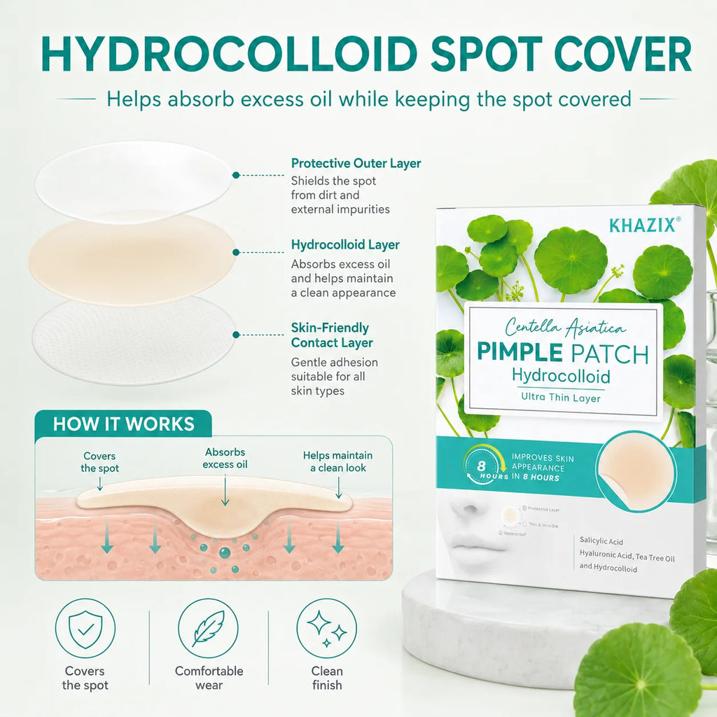 Centella Asiatica Hydrocolloid  Acne Patches, for Acne & Blemishes, 12/24 pcs.