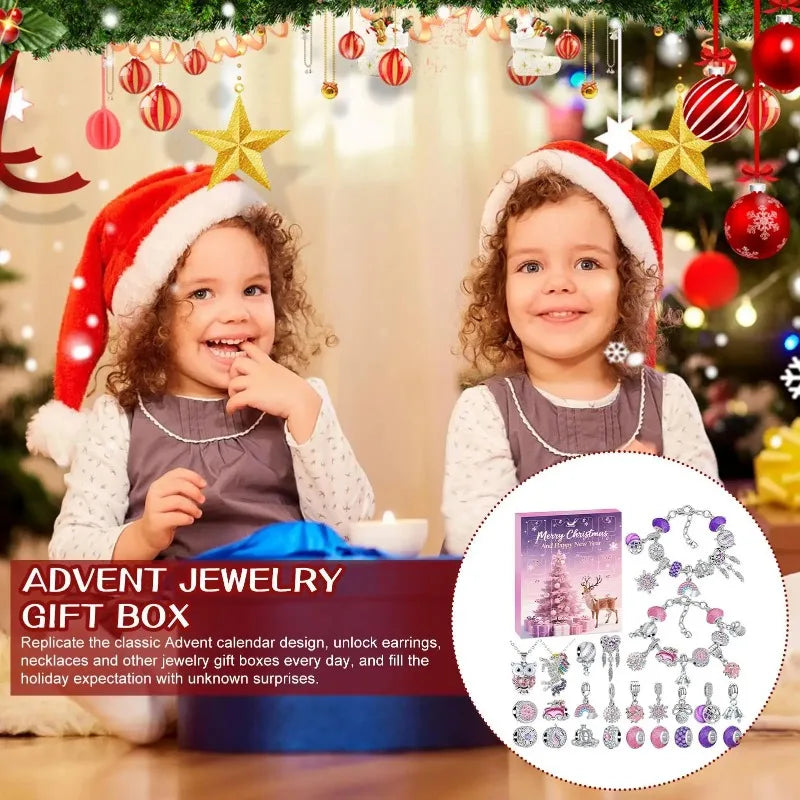 Christmas Jewelry Calendar Advent  Christmas Advent Girls Earring Bracelet Set Holiday Calendar for Women Girl