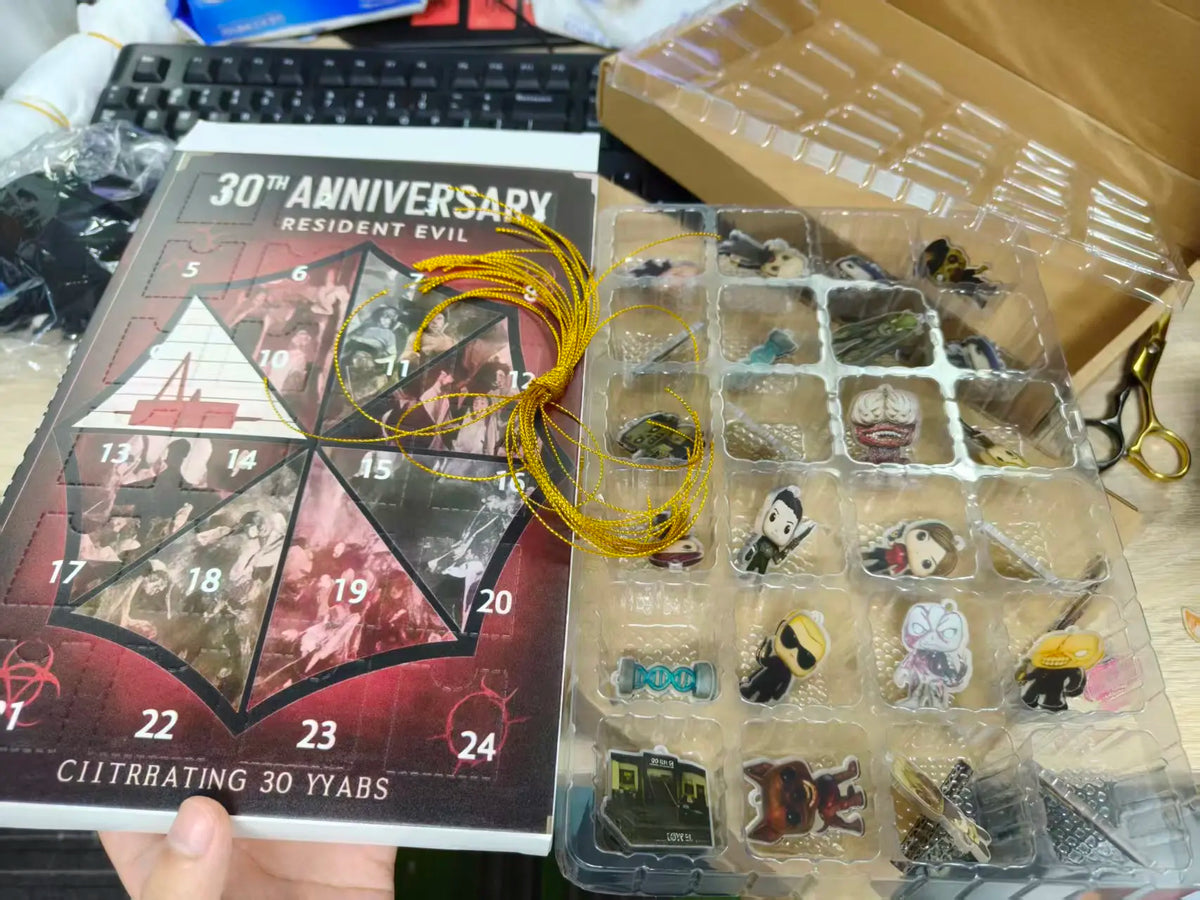 Resident Evil Advent Calendar 30th Advent Calendar 24 Days 2D Acrylic Hanging Ornament Blind Box Halloween Decor Gift